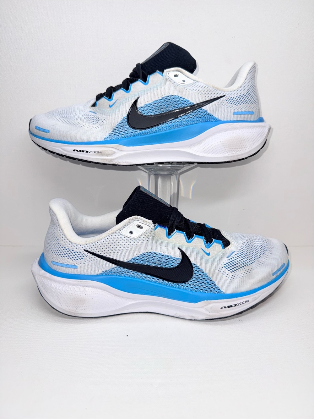 Nike PEGASUS 41 Men's White & Blue Running Sneakers with Black Swoosh